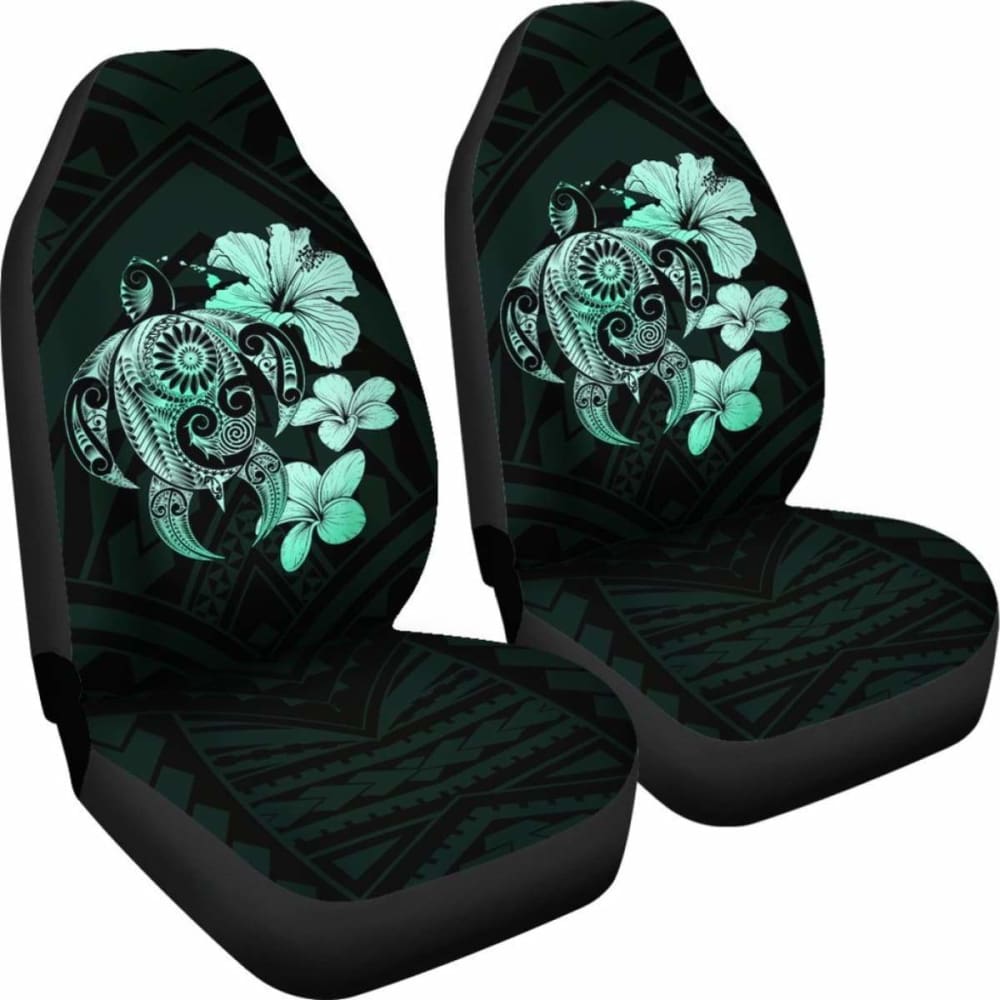 Hibiscus Plumeria Mix Polynesian Turquoise Turtle Car Seat Covers - New - Awesome
