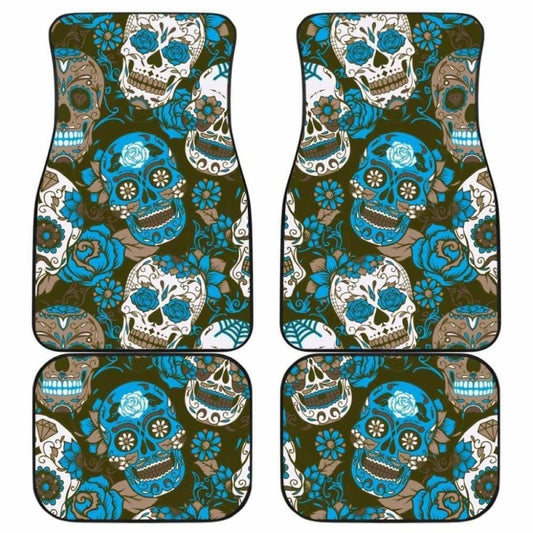Gretta Skully Car Mats - Sugar Skull - Light Blue