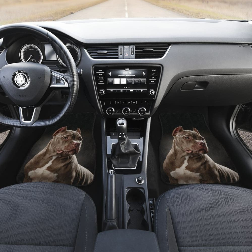Dark Grey Pit Bull Black Car Floor Mats