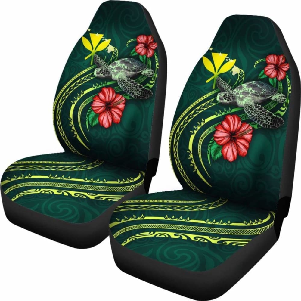Hawaii Polynesian Car Seat Covers - Green Turtle Hibiscus - New