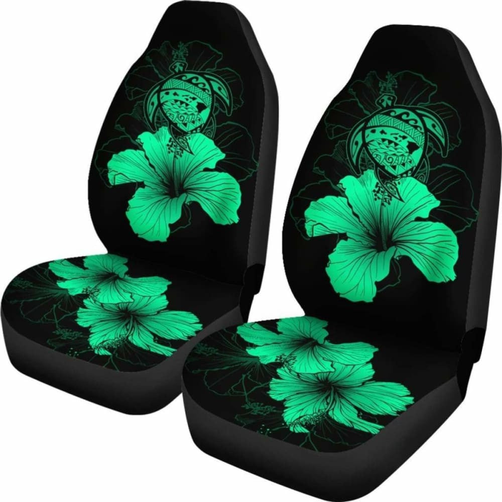 Hawaii Hibiscus Car Seat Cover - Turtle Map - Pastel Green - New