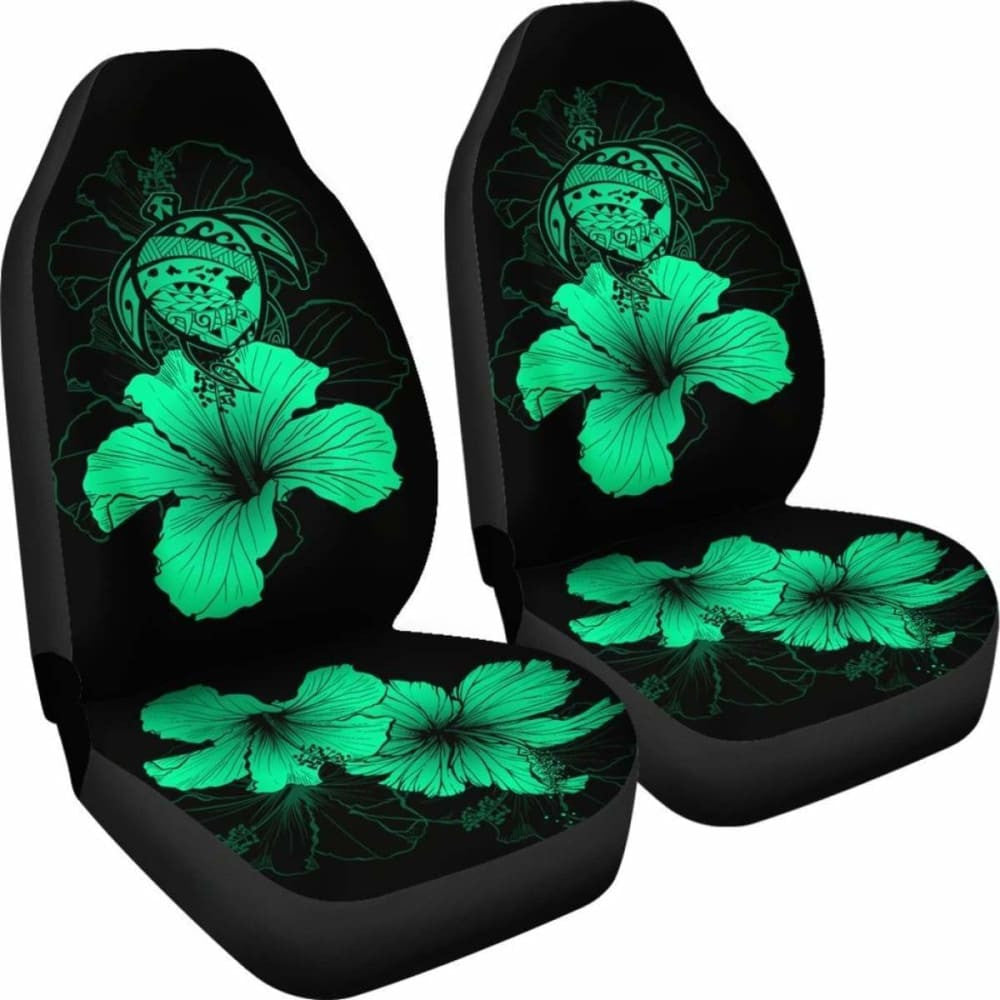 Hawaii Hibiscus Car Seat Cover - Turtle Map - Pastel Green - New