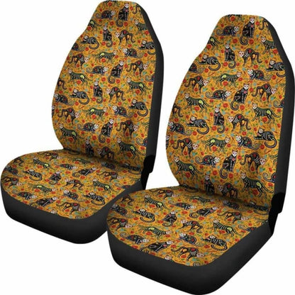 Cat Sugar Skull Yellow Car Seat Covers