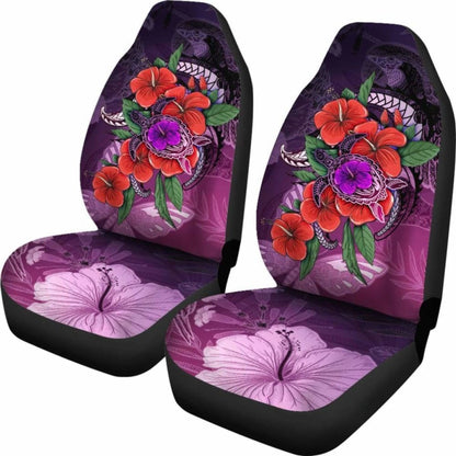 Polynesian Car Seat Covers - Purple Hibiscus Turtle Flowing - Amazing