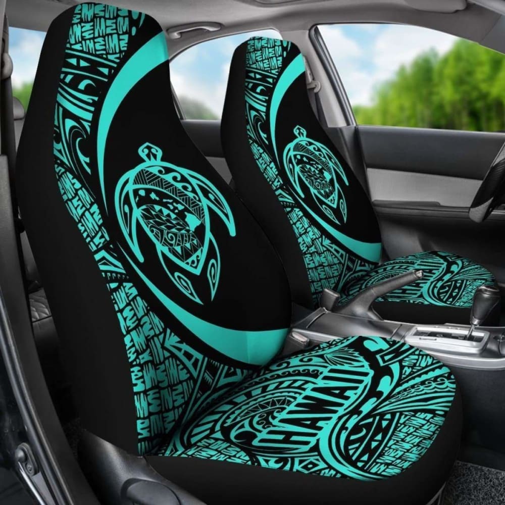 Hawaii Turtle Map Polynesian Car Seat Covers - Turquoise - Best Look - New
