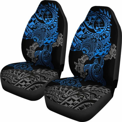 Guam Car Seat Covers - Guam Coat Of Arms Blue Turtle & Gray Hibiscus - Amazing