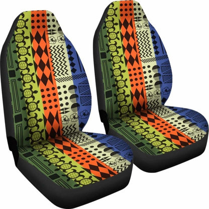 Turtle And Hibiscus Pattern Hawaiian Car Seat Covers Set Of