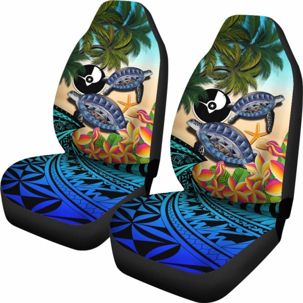 Yap Car Seat Covers - Polynesian Turtle Coconut Tree And Plumeria Amazing