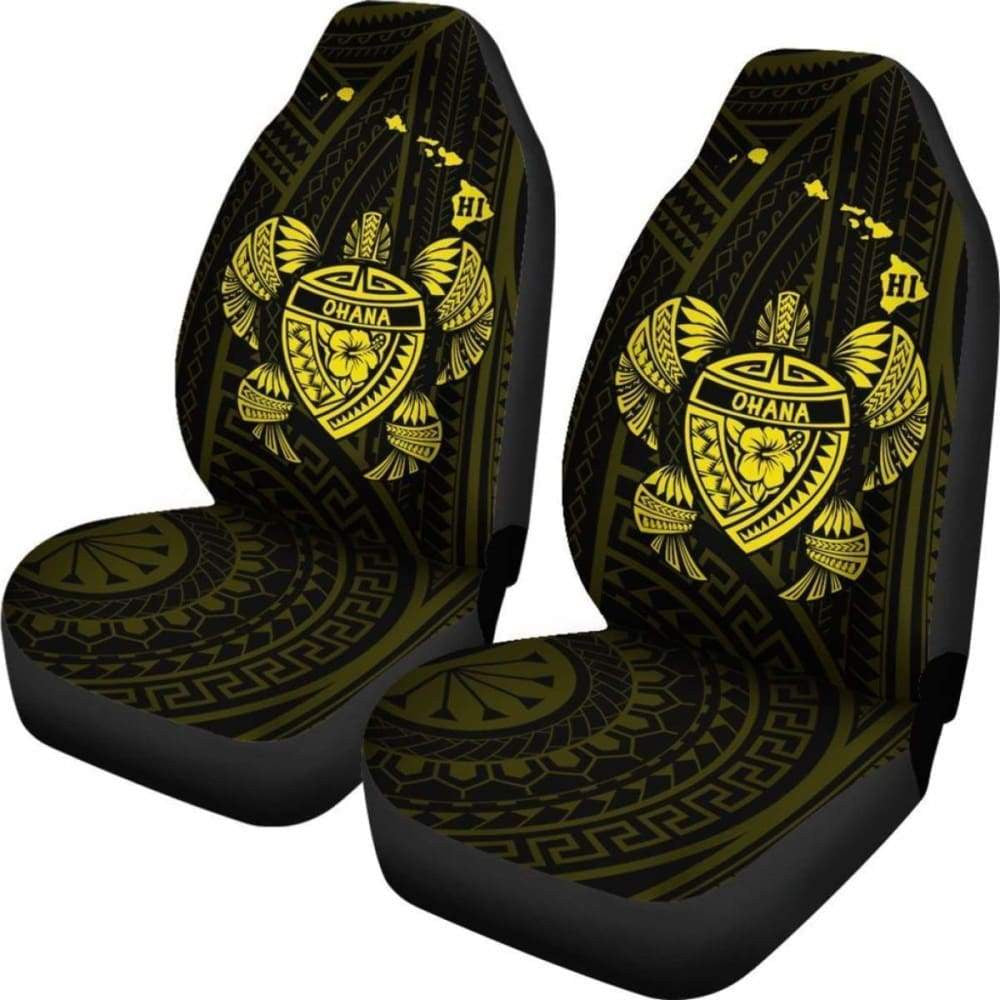 Hawaii Turtle Hibiscus Map Car Seat Covers - Yellow - New -