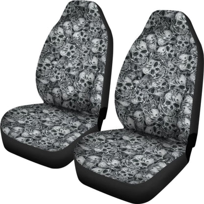 Set Pcs Floral Sugar Skull Day Of The Dead Skull Car Seat Covers
