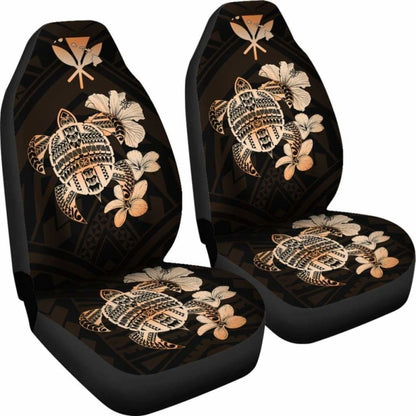 Hawaiian Kanaka Hibiscus Plumeria Mix Polynesian Turtle Car Seat Covers Orange New Awesome