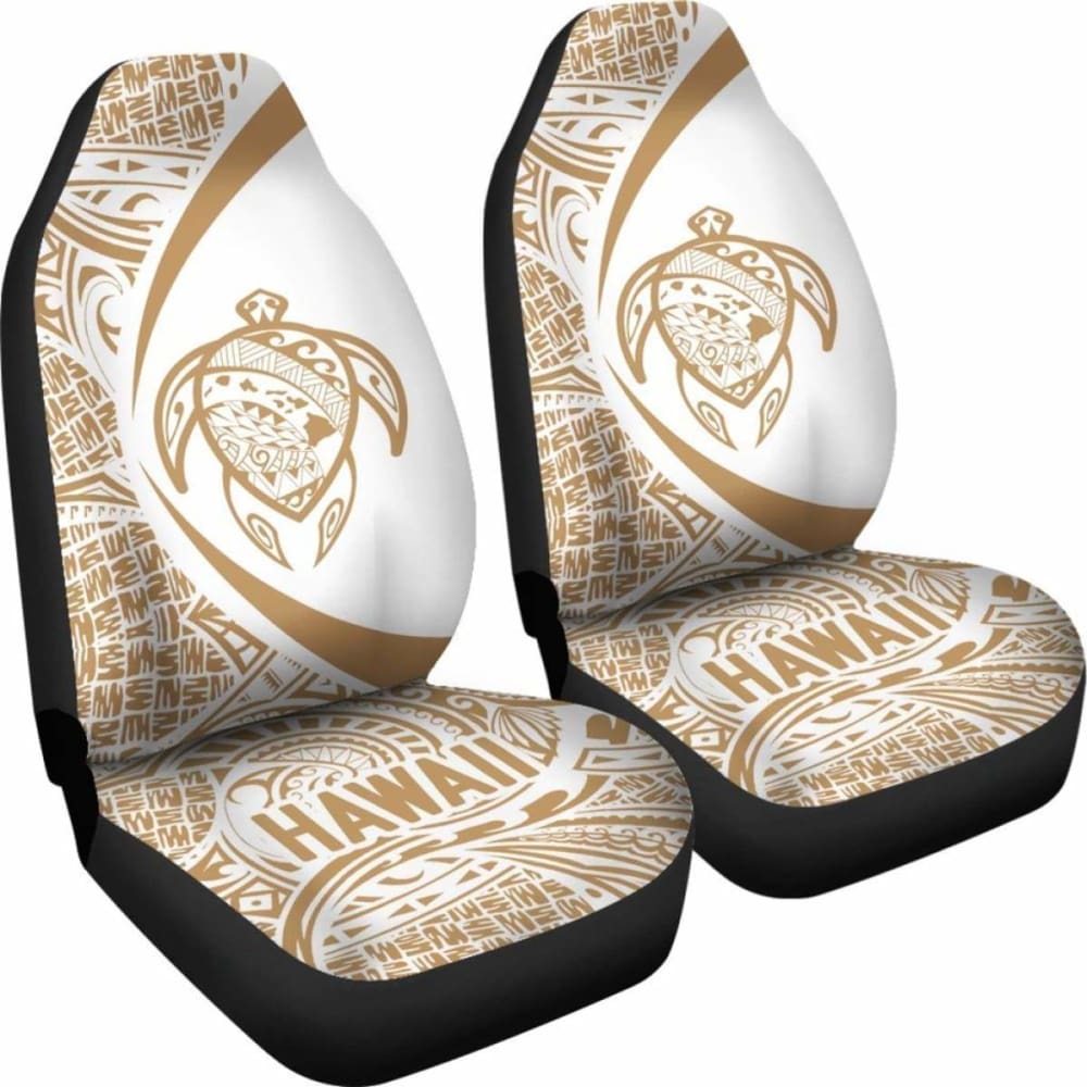 Hawaii Turtle Map Polynesian Car Seat Covers - White And Gold - Best Look - New