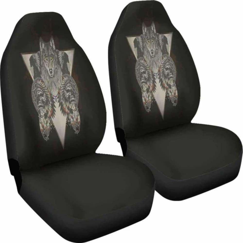 Indians Wolf Skull Car Seat Covers