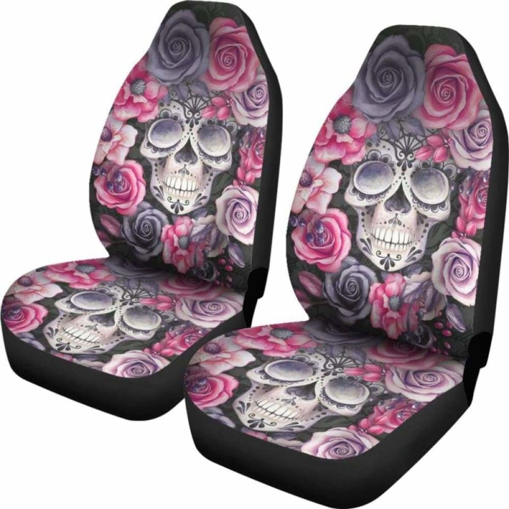 Set Sugar Skull Car Seat Cover Day Of The Dead