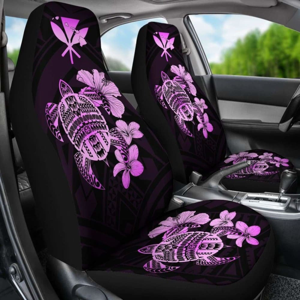 Hawaiian Kanaka Hibiscus Plumeria Mix Polynesian Turtle Car Seat Covers Pink New Awesome