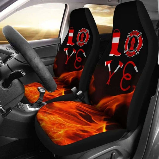 Love Firefighter Car Seat Covers
