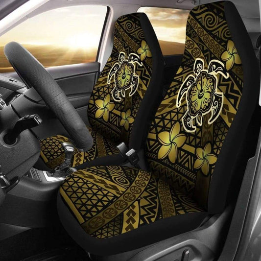 Hawaii Mix Polynesian Turtle Plumeria Car Seat Covers - Yellow -