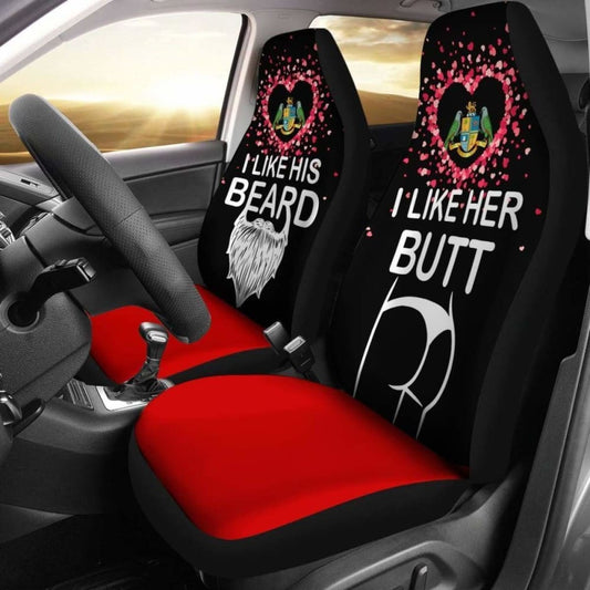 Dominica Car Seat Covers Couple Valentine Her Butt - His Beard (Set Of Two)