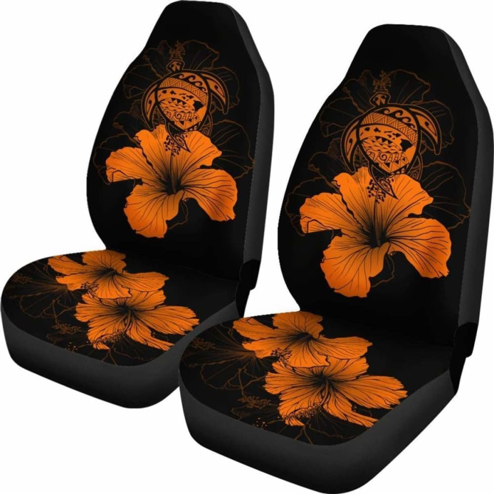 Hawaii Hibiscus Car Seat Cover - Turtle Map - Traffic Orange - New