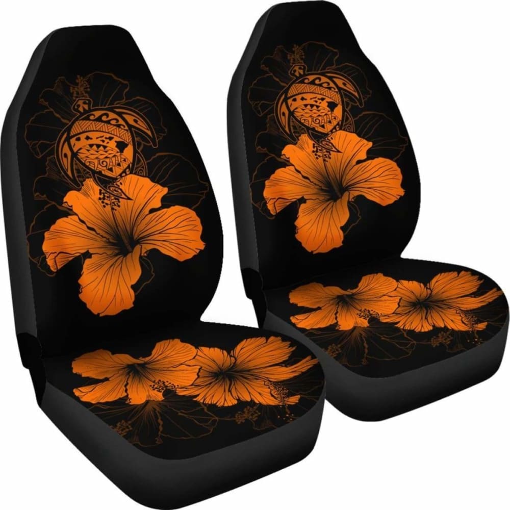 Hawaii Hibiscus Car Seat Cover - Turtle Map - Traffic Orange - New
