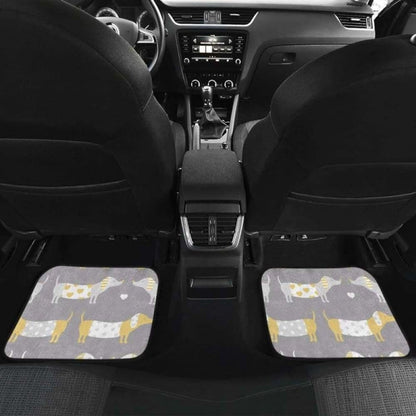 Cute Dachshund Dog Pattern Front And Back Car Mats